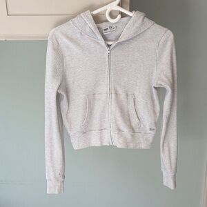 TNA Waffle Zip Up Light Gray Hoodie